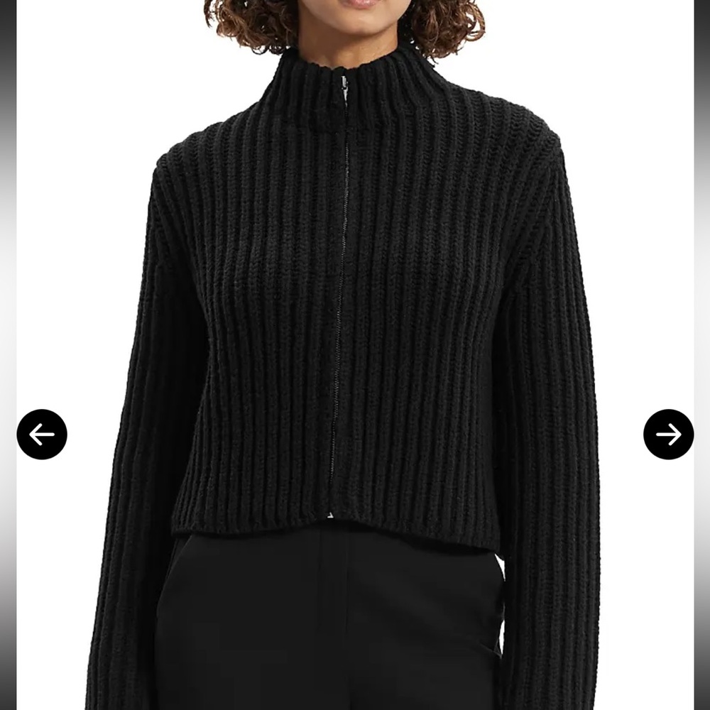 THEORY Wool Cashmere Zip-Up Cardigan